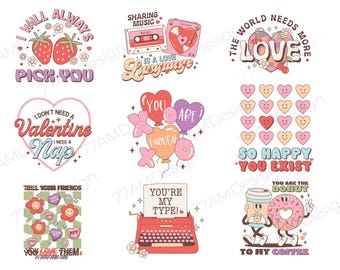 Retro Valentine’s Day Sublimation Bundle,Retro Valentines Png Bundle,Groovy Valentine Png, Valentine's Day Png,Valentines Sublimation Design