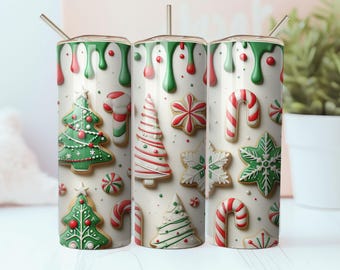 3D Christmas Santa Claus Presents 20 oz Skinny Tumbler, Sublimation Design, Straight Tumbler Wrap PNG, Digital File Instant Digital Download