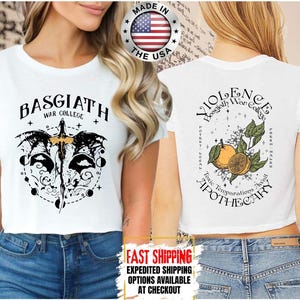 Top corto Fourth Wing, camiseta corta Basgiath War College, tops cortos literarios, Xaden Riorson, regalos para lectores, camiseta para amantes de los libros imagen 1