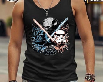 Retro Disney Star Wars Floral Tank Top, Boho Star Wars Women Racerback and Men Tank Tops