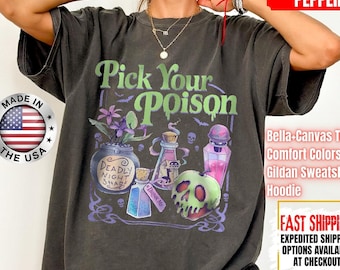 Pick Your Poison Vintage Comfort Colors Shirt, Princess Halloween TShirt, Kuzco Poison Apple Tee, Spooky Season, Villain Cartoon