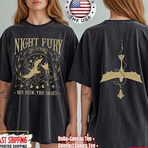 Comfort Colors® Night Fury Dragon Shirt, How To Train Your Dragon Gift,Toothless Shirt,Dragon Lovers Gift,Dragon Tee, Fantasy Creature Shirt