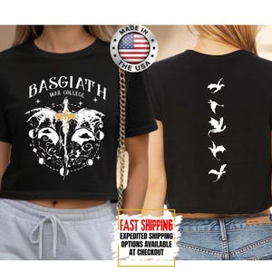 Top corto Fourth Wing, camiseta corta Basgiath War College, tops cortos literarios, Xaden Riorson, regalos para lectores, camiseta para amantes de los libros imagen 1