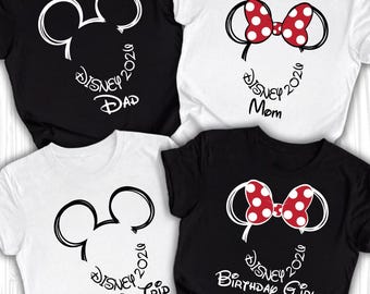 Matching Family Disney 2026  Shirts, Custom Disney Trip Tees, Mickey and Minnie Mouse Ears Family Shirts, Personalized Names Disney Gifts