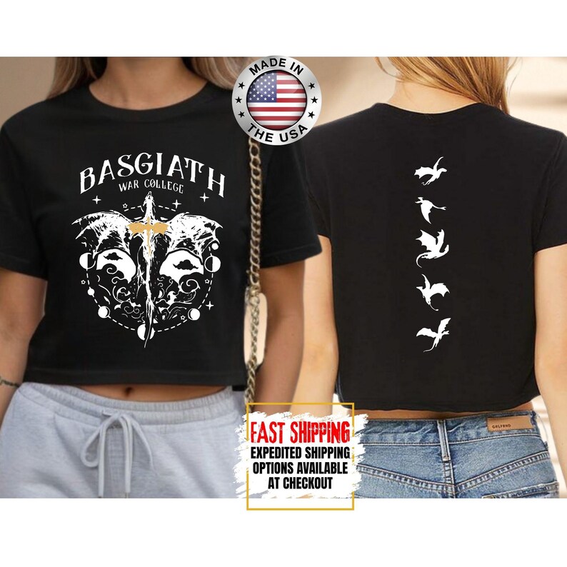 Top corto Fourth Wing, camiseta corta Basgiath War College, tops cortos literarios, Xaden Riorson, regalos para lectores, camiseta para amantes de los libros imagen 1