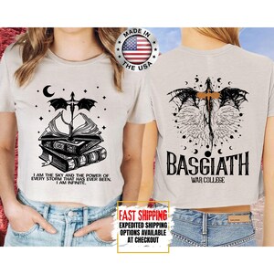 Fourth Wing Crop Top, Basgiath War College Crop Tee, Bookish Crop Tops, Xaden Riorson, Gifts For Readers, Book Lovers Tee image 6