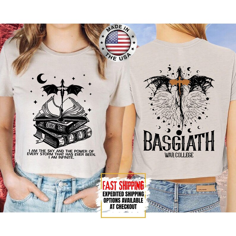 Fourth Wing Crop Top, Basgiath War College Crop Tee, Bookish Crop Tops, Xaden Riorson, Gifts For Readers, Book Lovers Tee image 6