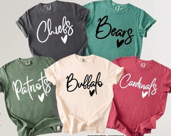 Comfort Colors Custom School Mascot Shirt, Personalize Team Spirit Shirt, Game Day Outfit, Cheer Mascot Shirt, Girly Mascot Sweatshirt