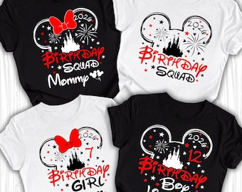 Custom Disney Birthday Squad Shirt, Birthday Toddler Custom Age Mickey Minnie Shirts, Birthday Girl/Boy Tee, Birthday Family Matching Shirt