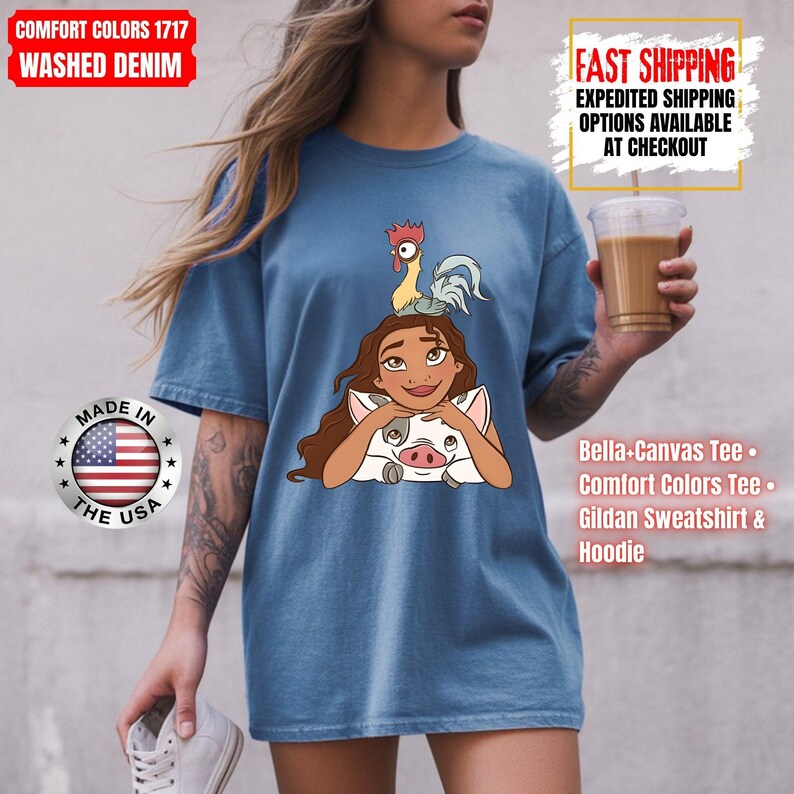 Hei Girl Hei Moana Comfort Colors Shirt, Disney Princess Moana Shirt, Disney Trip Sweatshirt, Disney Toddler Kids Shirts image 14