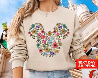 Flower Mickey Sweatshirt, Disney Garden Festival Hoodie, Floral Disney Sweater, Floral Mickey Sweat, Gardener Gift, Disneyland Hoodies