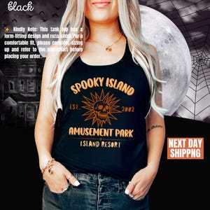 Spooky Island Tank Top, Halloween Tank Top, Funny Halloween Skeleton Tank Top, Retro Halloween Tank Top, Disco Skull Tank Top