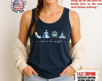 Meet Me At Midnight Tank Top, Disney Princess Tank Top, Cinderella Tank Top, Disney Girls Tank Top, Disney Princess Cinderella Tank Top