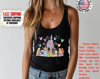 Retro Disney Princess Tank Top, Watercolor Magic Castle Princess Tank Top, Disney Trip Tank Top, Disney Princess, Disneyworld Princess Girls
