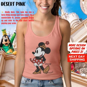 Disney Classic Minnie Mouse Pose Tank Top, Minnie Tank Top, Disneyland Holiday Vacation Tank Top, Disney Retro Tank Top,