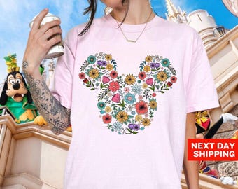 Comfort Colors Flower Mickey Shirt, Disney Garden Festival Shirt, Mickey Shirt, Floral Disney Shirt, Floral Mickey Shirt, Gardener Gift