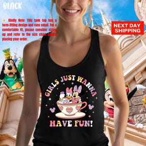 Girls Just Wanna Have Fun Tank Top, Disney Minnie Daisy Summer Tank Tops, Disney Besties Tee, Disney Summer, Disneyworld Shirts, Disney Gift
