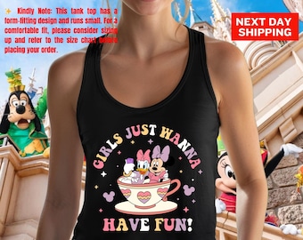 Girls Just Wanna Have Fun Tank Top, Disney Minnie Daisy Summer Tank Tops, Disney Besties Tee, Disney Summer, Disneyworld Shirts, Disney Gift
