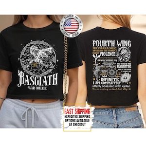 Fourth Wing Crop Top, Basgiath War College Crop Tee, Bookish Crop Tops, Xaden Riorson, Gifts For Readers, Book Lovers Tee image 6