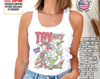 Toy Story Since 1995 Retro Tank Top, Woody Buzz Lightyear Rex Tank Top, Disney Pixar Fest Tank Top, WDW Disneyland Family Vacation Trip Tank