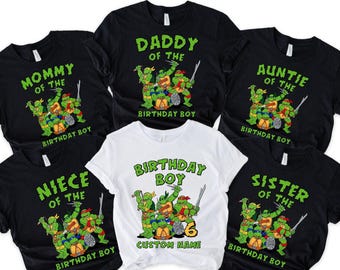 Turtles Birthday Family T-Shirt, Turtles Matching Shirt, Custom Turtle Birthday Party T-Shirts, Turtles Anime Boy Shirt, Christmas Shirt