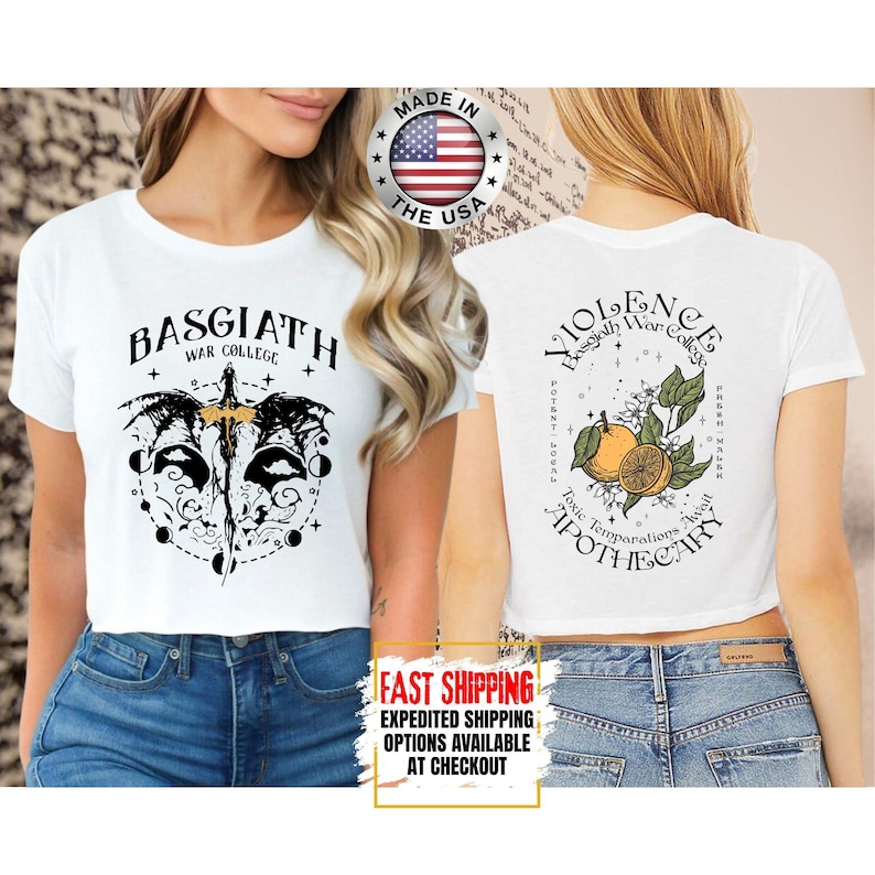 Top corto Fourth Wing, camiseta corta Basgiath War College, tops cortos literarios, Xaden Riorson, regalos para lectores, camiseta para amantes de los libros imagen 1