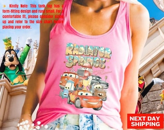 Retro Radiator Springs Cars Movie Tank Top, Lightning McQueen Tank Top, Cars Movie Disney Tank Top, Disney Family Trip Tank Top