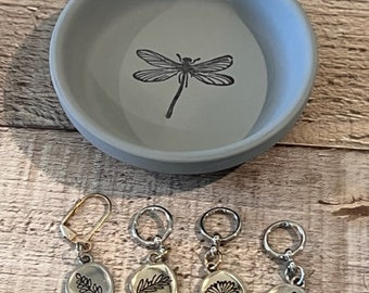 Ring Dish with Stitch Marker Set | Dragonfly | Free Shipping
