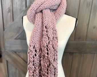 Super Bulky Knit Scarf Patten, Easy Knit Scarf Pattern, Beginner Friendly, Lace Scarf Pattern, Printable PDF, The Haven Scarf