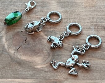 Silver Progress Keeper/Stitch Marker Set | Frogs | Set of 4