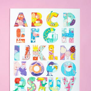Poster con lettere ABC in formato A3+ per l'apprendimento, stampa giclée di alta qualità per la cameretta dei bambini su carta spessa