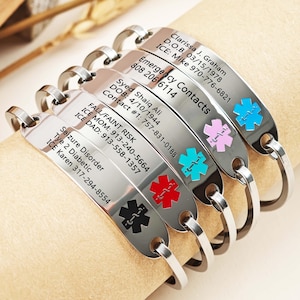 Personalized Medical Alert Bracelet, Custom Bracelet Medical ID Jewelry, Emergency Alert ID Bracelet, Medical Jewelry for Men/Women