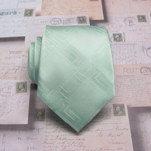 Mens Tie. Dusty Mint Mens Necktie with Matching Pocket Square Option