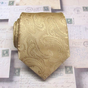 Mens Ties. Taupe Tie. Men&#39;s Tie Taupe Brown Gold Paisley Necktie with Matching Pocket Square Option