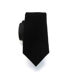 Velvet Tie. Black Velvet Skinny Tie With Matching Pocket Square Option