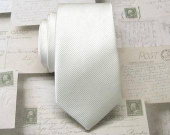 Mens Ties. Necktie Ivory Off White Stripes Men's Skinny Tie