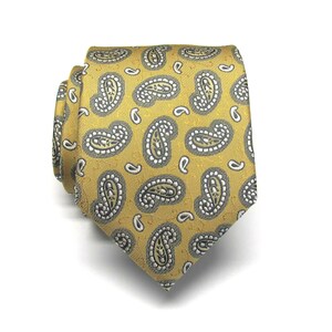Mens Tie Gold Paisley Mens Necktie