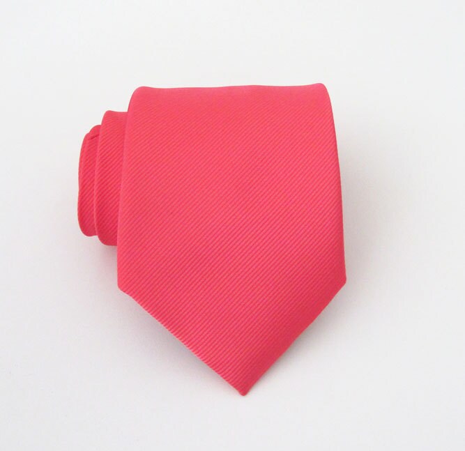 Mens Tie Coral Tonal Striped Silk Necktie With Matching Etsy