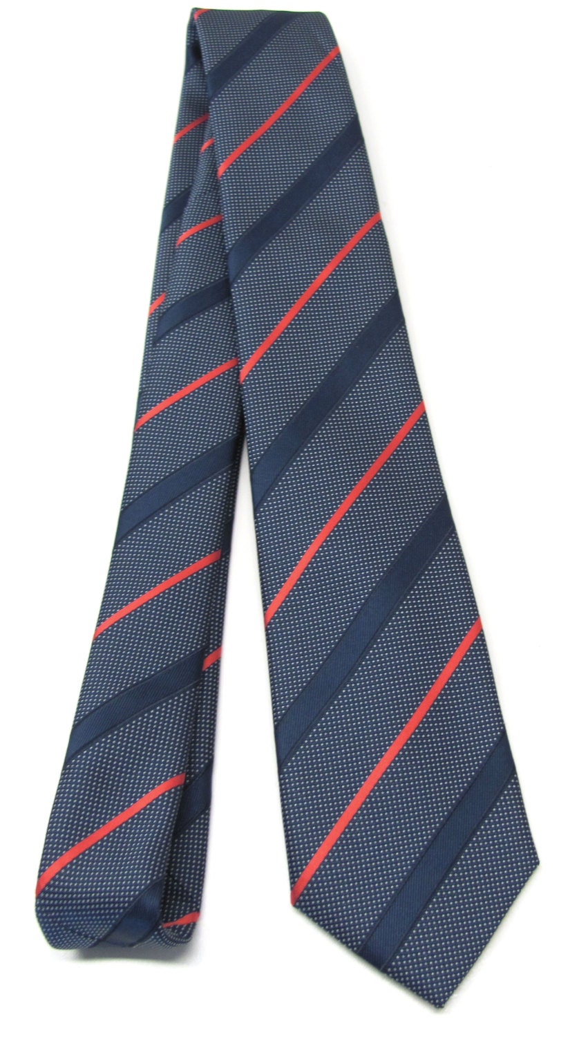 Tie Pocket Square. Mens Ties Navy Blue Red Stripes Mens | Etsy