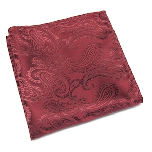 Pocket Square Burgundy Paisley Hanky Handkerchief