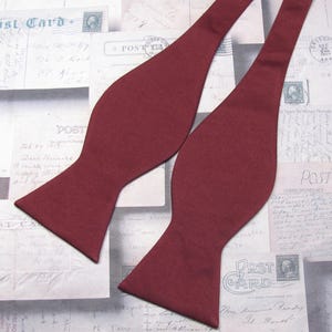Mens Bowtie. Freestyle Burgundy Bowties. Dark Red Self Tie Bow Tie