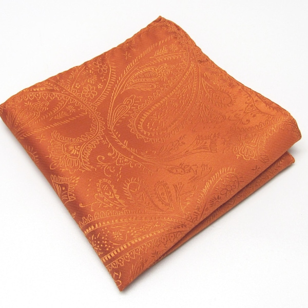 Pocket Square Burnt Orange Paisley Hanky Handkerchief