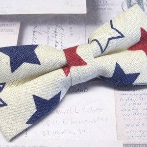 CLEARANCE SALE Star Cotton Linen Bow Tie Blue Red Stars Cartoon Specialty Bowtie