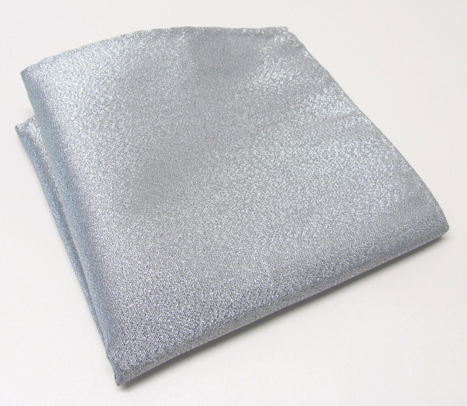 Lenço Lenço Bolso Quadrado Lamé Prateado Metálico