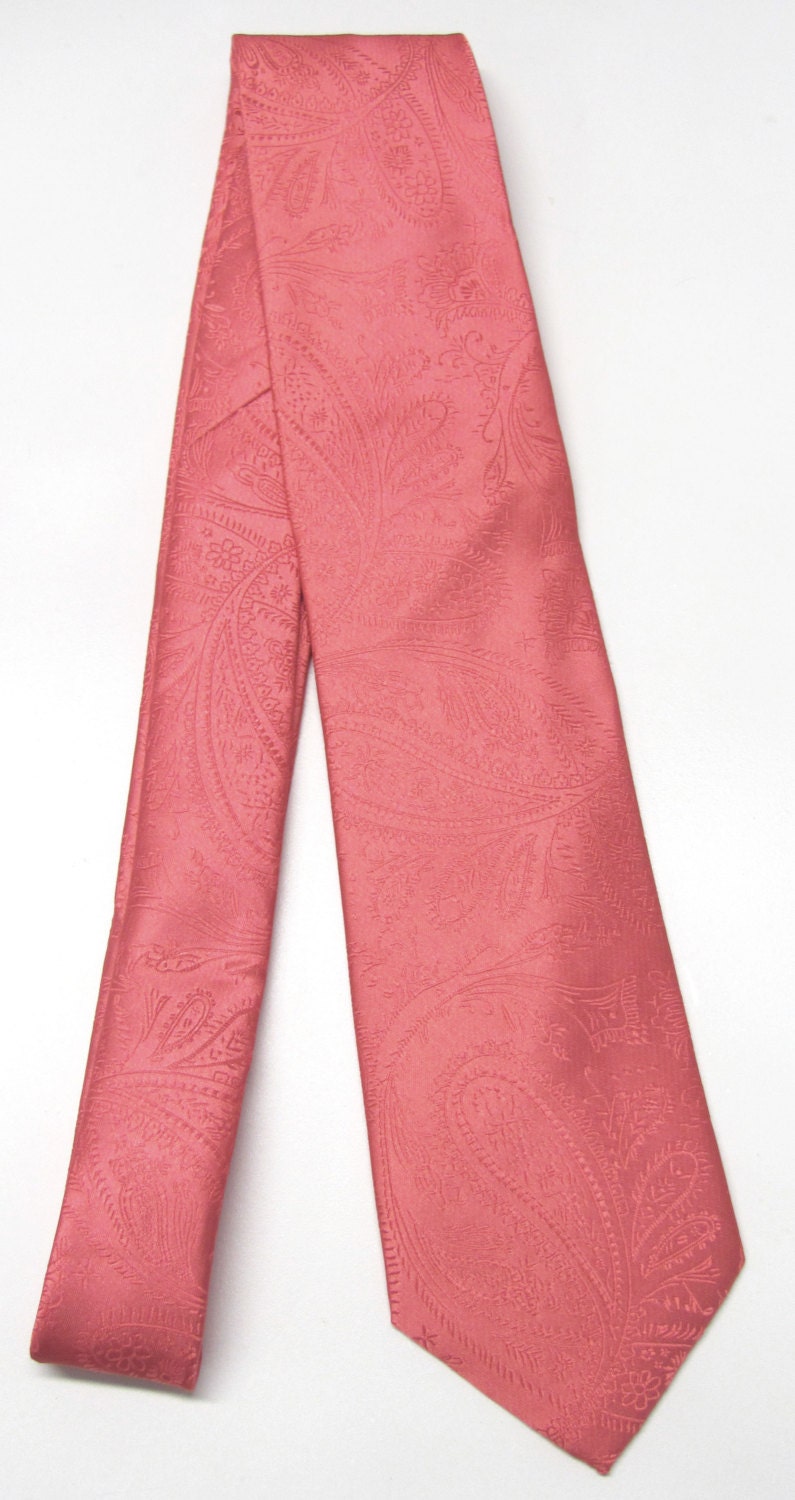 Mens Tie Coral Paisley Mens Necktie With Matching Pocket Etsy