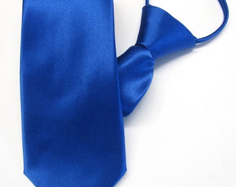 Zipper Necktie Premium Royal Blue Zip Up Adjustable Pre Tied High Quality Mens Tie