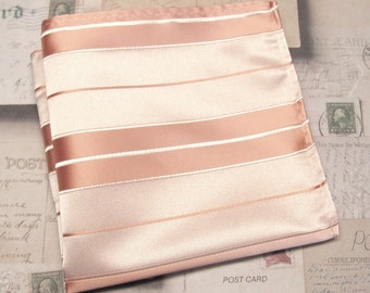 Pocket Square Light Pink Blush Stripe Hanky Handkerchief