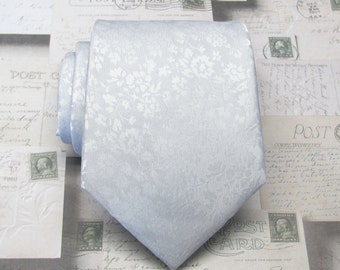 Herren Krawatten Silber Ivory Opal Floral Herren Seide Krawatte Hochzeit Krawatten mit passenden Einstecktuch Option