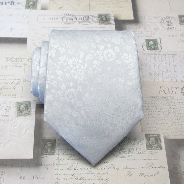Herren Krawatten Silber Ivory Opal Floral Herren Seide Krawatte Hochzeit Krawatten mit passenden Einstecktuch Option