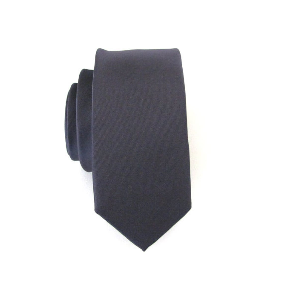 Mens Tie Charcoal Gray Skinny Necktie With Matching Pocket Etsy